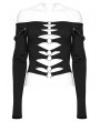 Punk Rave Black Gothic Punk Sexy Hollow Out Off-the-Shoulder T-Shirt for Women