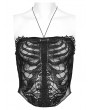 Punk Rave Black Gothic Skeleton Perspective Sexy Halter Cami Top for Women
