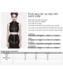 Punk Rave Black Gothic Punk Buckle Stand Collar Tie-Up Crop Top for Women