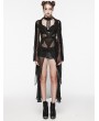 Punk Rave Black Gothic Perspective Chiffon Lapel Collar Long Cardigan for Women