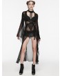 Punk Rave Black Gothic Perspective Chiffon Lapel Collar Long Cardigan for Women