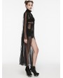 Punk Rave Black Gothic Perspective Chiffon Lapel Collar Long Cardigan for Women