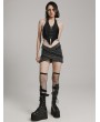 Punk Rave Black Punk Gothic Punk Halter Lace-Up Vest Top for Women