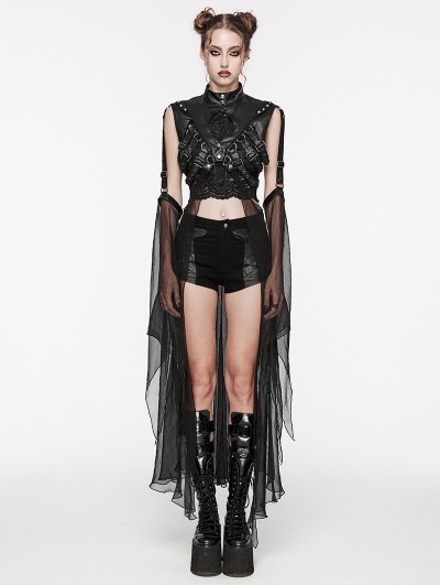 Punk Rave Women's Black Gothic Punk Structural Cloak with Detachable Sleeves