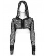 Punk Rave Black Gothic Punk Hooded Ripped Mesh Short Jacket for Women