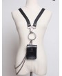 Black Gothic Punk Leather Buckle Chain Belt Harness with Detachable Bag
