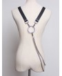 Black Gothic Punk Leather Buckle Chain Belt Harness with Detachable Bag