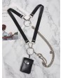 Black Gothic Punk Leather Buckle Chain Belt Harness with Detachable Bag