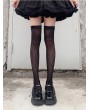 Black Gothic Pattern Bow Embellished Over-the-Knee Socks