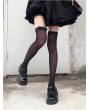 Black Gothic Pattern Bow Embellished Over-the-Knee Socks