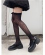 Black Gothic Pattern Bow Embellished Over-the-Knee Socks