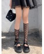 Black Gothic Sexy Sheer Polka Dot Mesh Slouch Socks