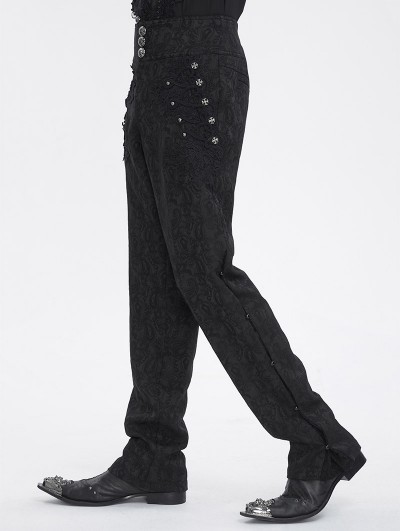 Devil Fashion Black Gothic Retro Button Jacquard Party Pants Devil Fashion Black Gothic Retro Button Jacquard Party Pants