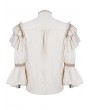 Devil Fashion Ivory Steampunk Retro Lace Embroidery Lantern Sleeves Shirt for Men