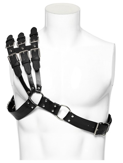 Punk Rave Black Gothic Punk Single Shoulder PU Leather Harness for Men