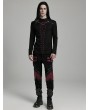 Punk Rave Black and Red Gothic Punk Mesh Splicing Long Sleeve T-Shirt for Men