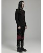 Punk Rave Black and Red Gothic Punk Mesh Splicing Long Sleeve T-Shirt for Men