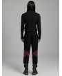 Punk Rave Black and Red Gothic Punk Mesh Splicing Long Sleeve T-Shirt for Men