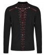 Punk Rave Black and Red Gothic Punk Mesh Splicing Long Sleeve T-Shirt for Men