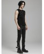 Punk Rave Black Gothic Punk Rivets Daily Knitted Tank Top for Men