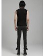 Punk Rave Black Gothic Punk Rivets Daily Knitted Tank Top for Men
