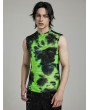 Punk Rave Black and Green Gothic Tie-Dyed Cyber Tank Top for Men