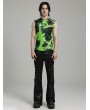 Punk Rave Black and Green Gothic Tie-Dyed Cyber Tank Top for Men