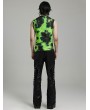 Punk Rave Black and Green Gothic Tie-Dyed Cyber Tank Top for Men