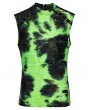 Punk Rave Black and Green Gothic Tie-Dyed Cyber Tank Top for Men