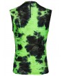 Punk Rave Black and Green Gothic Tie-Dyed Cyber Tank Top for Men