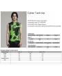 Punk Rave Black and Green Gothic Tie-Dyed Cyber Tank Top for Men