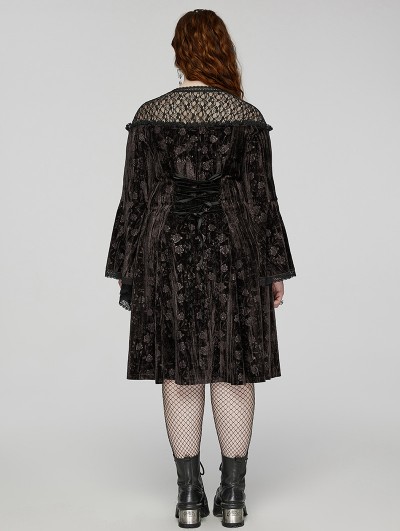 blue dress for baby girl Unique Vintage Plus Size Black Scalloped Neck Swing Dress main image 0