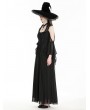 Dark in love Black Halloween Witch Gothic Off-the-Shoulder Chiffon Maxi Dress