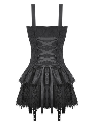 Dark in love Black Gothic Punk Rock Edgy Rebellious Short Ruffle Dress -  DarkinCloset.com