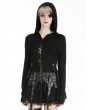 Dark in love Black Gothic Sexy Fitted Hooded Hollow-Out T-Shirt for Women
