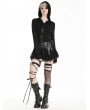 Dark in love Black Gothic Sexy Fitted Hooded Hollow-Out T-Shirt for Women
