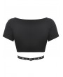 Dark in love Black Gothic Punk Rock Motorcycle Crop Top for Women