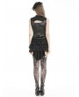 Dark in love Black Gothic Lace Ruffle Trim Tie-Up Sleeveless Top for Women