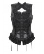 Dark in love Black Gothic Lace Ruffle Trim Tie-Up Sleeveless Top for Women