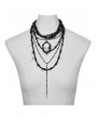 Punk Rave Black Gothic Cross Multi Layers Bead Chain Necklace