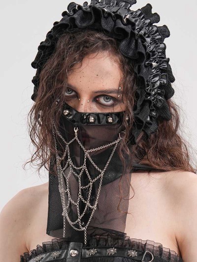 Devil Fashion Black Gothic Punk Half Face Veil Mask with