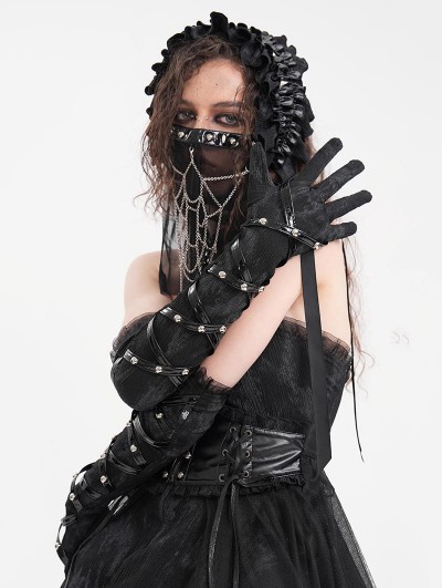 blue dress for baby girl Women's Long Opera Satin Gloves, Black / One main image 1