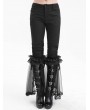 Devil Fashion Black Gothic Mesh Split Front Flared Pants for Women