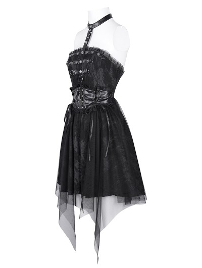 2025-25 秋冬新作  ハイブランドの Fashion Devil Black Line A- Tube Backless Halter Punk Gothic ワンピース