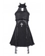 Devil Fashion Black Gothic Sexy Cut Out Lace Halter Sleeveless Short Party Dress