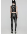 Punk Rave Black Gothic Punk Faux Leather Slim Fit Pants for Women