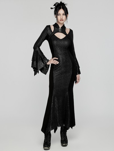 black fishtail dress long sleeve Nadia Long Sleeve Fishtail Midi Dress Black