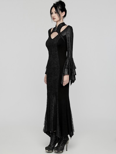 fitted lace wedding dress One Step Ahead Black Long Sleeve Backless Fishtail Maxi Dress – Club L  London