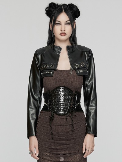 Punk Rave Black Gothic Punk Spinal Pattern Lace-Up Underbust Punk Rave Black Gothic Punk Spinal Pattern Lace-Up Underbust
