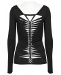 Punk Rave Black Gothic Backbone Chain Punk Long Sleeve T-Shirt for Women